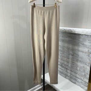 TSE Cashmere Silk Beige Knit Straight Tapered Leg Luxury Lounge Pants L